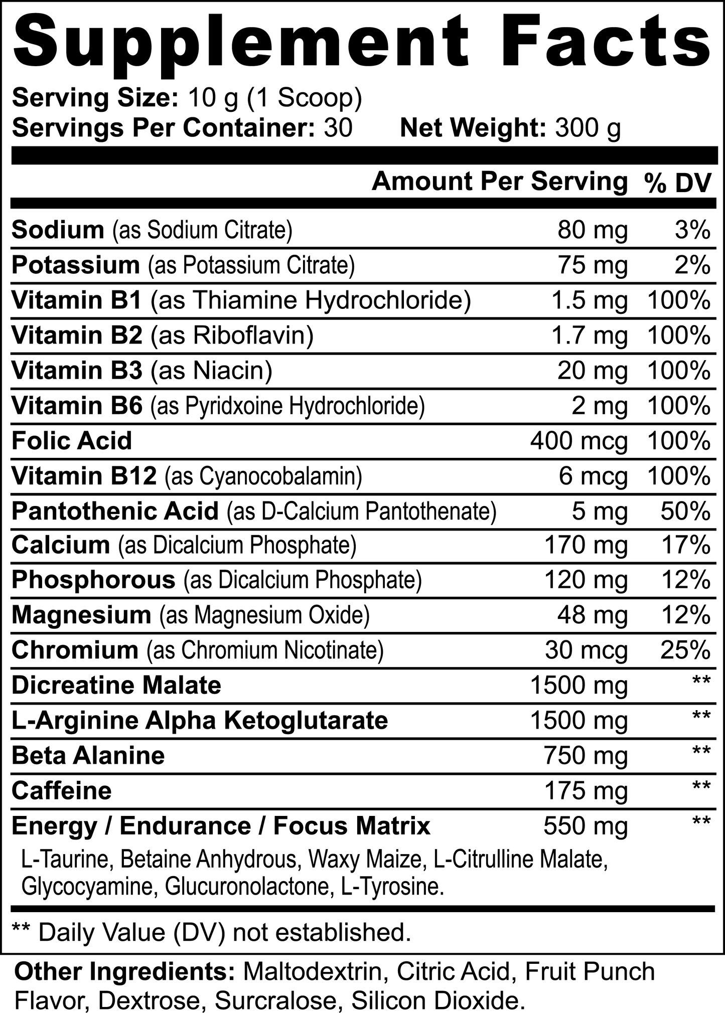 W2W Pre-Workout Powder (Fruit Punch)